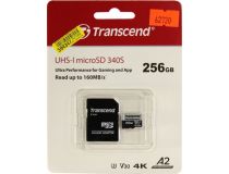 Transcend TS256GUSD340S microSDXC 256Gb UHS-I U3 V30 A2 + microSD-- SD Adapter