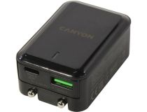CANYON CNE-CHA20B Зарядное устройство USB-C (Вх. AC100-240V, Вых.DC5/9/12В,20W,USB,USB-C)