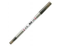 Ручка капилляр. Zebra brush pen (56610) серебристый синие двойной пиш. наконечник