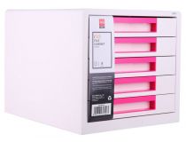 Бокс для документов Deli EZ01043 Rio 5 выдвижных ящиков 277х344х259мм белый/малиновый пластик
