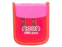 Точилка для карандашей ручная Deli ER00500 Neon 2 отверстия пластик ассорти дисплей