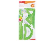 Набор линеек Deli EG00402 Pioneer пластик дл.20см ассорти флуорисцентный компл.:лин.20см./треуг.2шт./трансп.