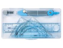 Готовальня Deli E9609 в компл.:линейка 15см/прямоуг. треуг 10см/равнобер. треуг 10см/транспортир/циркуль/стержни ч/г