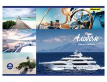 Альбом для рисования Silwerhof 911112-74 40л. A4 Яхты 2диз. картон скрепка