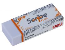 Ластик Deli EH00410 Scribe Plus 60x24x12мм белый индивидуальная картонная упаковка