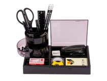 Настольный набор Deli E38254 (16 предметов) пластик черный