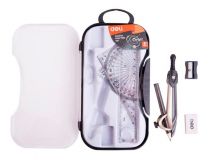 Циркуль Deli EG30404 корпус ассорти металл в компл.:линейка/транспортир/2 угольника/карандаш/ластик/точилка