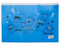 Папка на молнии ZIP Silwerhof Monsters 255191 A4 пластик голубой цвет молнии белый