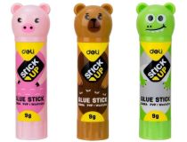 Клей-карандаш Deli E6366A 9гр корп.ассорти ПВП дисплей картонный детский Stick UP