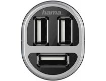 Hama 173603 Автомобильное зарядное уст-во USB (Вх. DC12-24V, Вых. DC5V, 26W, 3xUSB)
