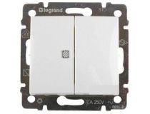 LEGRAND 774445 VALENA Выключатель двухклавишный в рамку белый с индикацией