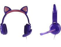 Наушники с микрофоном QUMO Cat Purple GHS0036 (шнур 2м, с регулятором громкости) 33036 
