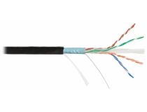 F/UTP 6 кат. NIKOLAN NKL 4740B-BK 23AWG(0.55 мм), внешний, PE, чёрный 305м