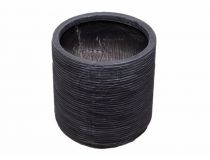 Кашпо из файберстоуна, черный полосатый (360 x 380мм)