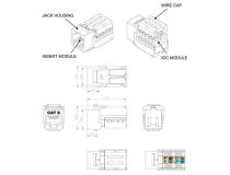 222453 Hyperline KJNE-8P8C-C6-90-BK Вставка Keystone Jack RJ-45(8P8C), категория 6, 110 IDC, заделка с помощью NE-TOOL,