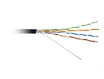 Кабель UTP 4 пары кат.5e катушка 500м Hyperline UUTP4-C5E-S24-SW-OUT-PE-BK-500 для внеш. прокладки, с тросом