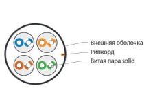 236320 Hyperline UUTP4-C5E-S24-OUT-LSZH-BK-500 (500 м) Кабель витая пара, неэкранир. U/UTP, кат. 5e, 4 пары (24 AWG), о