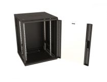392634 Hyperline TWB-1266-GP-RAL9004 Шкаф настенный 19-дюймовый (19 ), 12U, 650x600х600мм, стеклянная дверь с перфораци