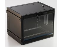 395560 Hyperline TWB-FC-1866-GP-RAL9004 Шкаф настенный 19-дюймовый (19 ), 18U, 920x600х600мм, стеклянная дверь с перфор