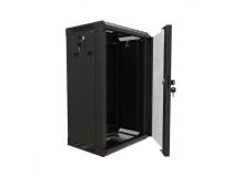 445487 Hyperline TDB-6U-GP-RAL9004 Шкаф настенный 10 , 6U, 366,5х390х300, уст. размер 254 мм, со стеклянной дверью, от