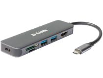 D-Link DUB-2327, A1A Кабель-адаптер USB-C -  2xUSB3.0+USB-C+HDMI+SD/microSD Card Reader