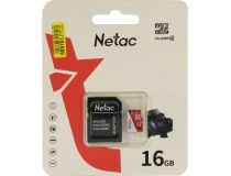 Netac NT02P500ECO-016G-R microSDHC Memory Card 16Gb UHS-I U1 Class10 + microSD-- SD Adapter