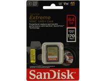 SanDisk Extreme SDSDXV2-064G-GNCIN SDXC Memory Card 64Gb Class10 UHS-I U3 V30
