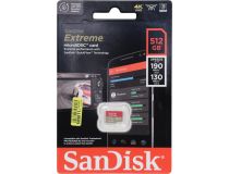 SanDisk Extreme SDSQXAV-512G-GN6MN microSDXC Memory Card 512Gb UHS-I U3 V30 A2