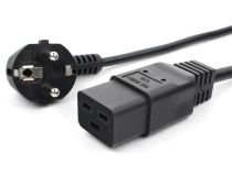 RPC-186C191,8BL Шнур ПВС-АП 3*1,5 S22C19-250-16-1,8, черный, 1,8 м, C19, 3x1.5, 16А, с заземлением, Power Cube, Россия