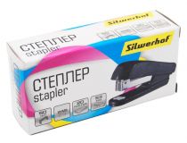 Степлер Silwerhof 401077-01 24/6 (20листов) черный 50скоб пластик закрытый коробка