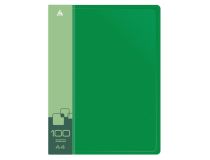 Папка с 100 прозр.вклад. Бюрократ -BPVN100GRN A4 пластик 0.8мм торц.карм с бум. встав зеленый