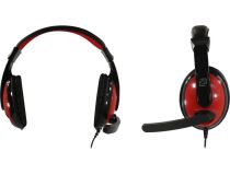Наушники с микрофоном OKLICK HS-L300 Black-Red (шнур 1.8м, с регулятором громкости) 1532021 