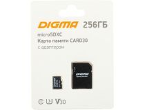 Digma DGFCA256A03 microSDXC 256Gb UHS-I U3 Class10 V30 + microSD-- SD Adapter
