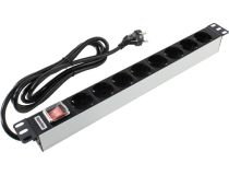 Hyperline SHT19-8SH-S-2.5EU Блок силовых розеток 19 , 1U, 8 евророзеток