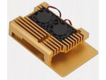RA504 ACD RA504  Корпус ACD Gold Metal Aluminum Case with Double Fans for Raspberry Pi 4B