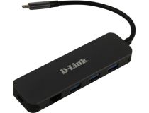 D-Link DUB-2334, A1A  Кабель-адаптер USB-C - 3xUSB3.0+PD+RJ45