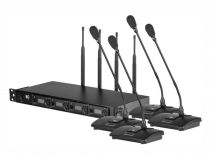 Радиосистема [TS-354] ITC UHF, четырёхканальная радиосистема с одним приёмником и 4 настольными микрофонами типа гусин