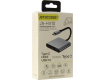 JETACCESS JA-HV10 S. Grey Кабель-адаптер USB-C -  HDMI(F)+USB3.0+USB-C