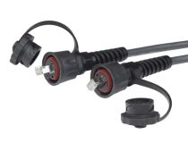 45458 Hyperline PC-IE-LPM-STP-RJ45-RJ45-C5e-1M-BK Промыш. П-корд F/UTP, экранир., IP67, кат 5e, с крышками, 1 м, черн