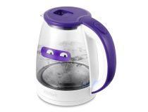 Чайник электрический Kitfort КТ-6167 1.8л. 2200Вт белый/фиолетовый (корпус: пластик/стекло)