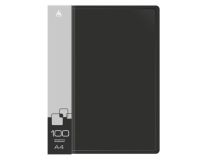 Папка с 100 прозр.вклад. Бюрократ -BPVN100BLCK A4 пластик 0.8мм торц.карм с бум. встав черный