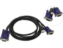 D-Link DKVM-CU3 Кабель для KVM переключателей (USB A+VGA15M, 3м)
