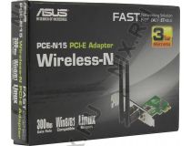 ASUS PCE-N15 Wireless N PCI-E Adapter (802.11n, PCI-Ex1, 300Mbps)