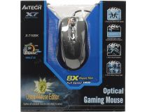 A4Tech Game Optical Mouse X-710BK-Black  (RTL) USB 7btn+Roll