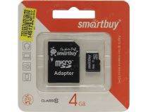 SmartBuy SB4GBSDCL10-01 microSDHC 4Gb Class10 + microSD-- SD Adapter
