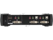 ATEN CS1762A USB2.0 DVI KVMP Switch (клавиатура USB+мышь USB+DVI+Audio+Mic)(+2 кабеля)
