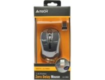 A4Tech Wireless Zero Delay Mouse G3-280A Glossy Grey (RTL) USB 3but+Roll, беспроводная,уменьшенная