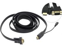 Greenconnection <GC-HD2VGA5-3m> Кабель-адаптер HDMI  -> VGA(15M) (плоский, питание microUSB)
