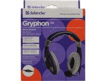 Наушники с микрофоном Defender Gryphon HN-750 Blue (шнур 2м, с регулятором громкости) 63748 