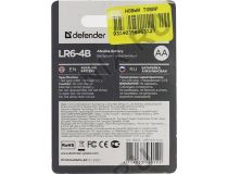 Defender LR6-4B Size AA, щелочной (alkaline)  уп. 4 шт  56012 